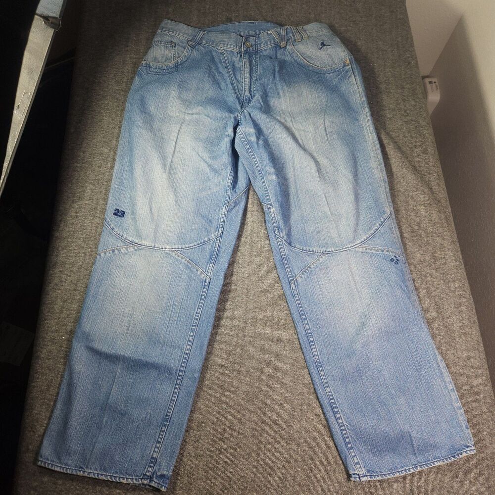 Vtg Grail Jordan 23 Baggy Jeans Mens 40x34 Curved Seam Y2K Jumpman Excellent